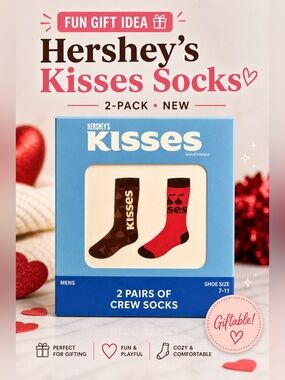 Men’s HERSHEY'S KISSES Crew Socks - Red & Brown (2 Pack)